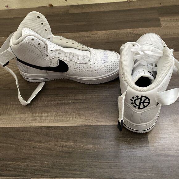 Nike Air Force 1 High White GS Shoes Black Swoosh Youth Size 4.Y 653998-102 - Picture 6 of 12